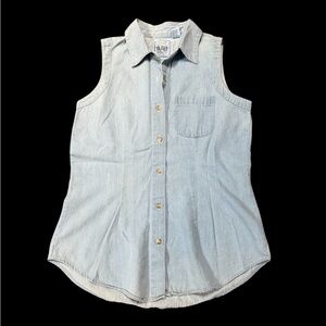Short Circuit Blues Sleeveless Light Blue Denim Shirt Size Medium 100% Cotton